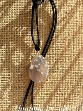 XL SMOKY QUARTZ BIG MEDALLION PENDANT BLACK CORD NECKLACE SUEDE